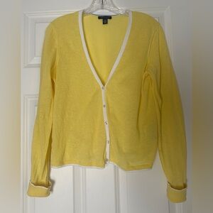Tommy Hilfiger Yellow Cardigan with White Trim in Medium